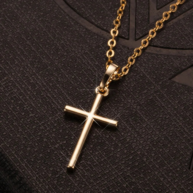Fashion Female Cross Pendants Dropshipping Gold Black Color Crystal Jesus Cross Pendant Necklace Jewelry for Men/Women Wholesale